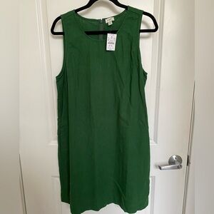 J Crew Factory Green Linen Shift Dress | Size 14
